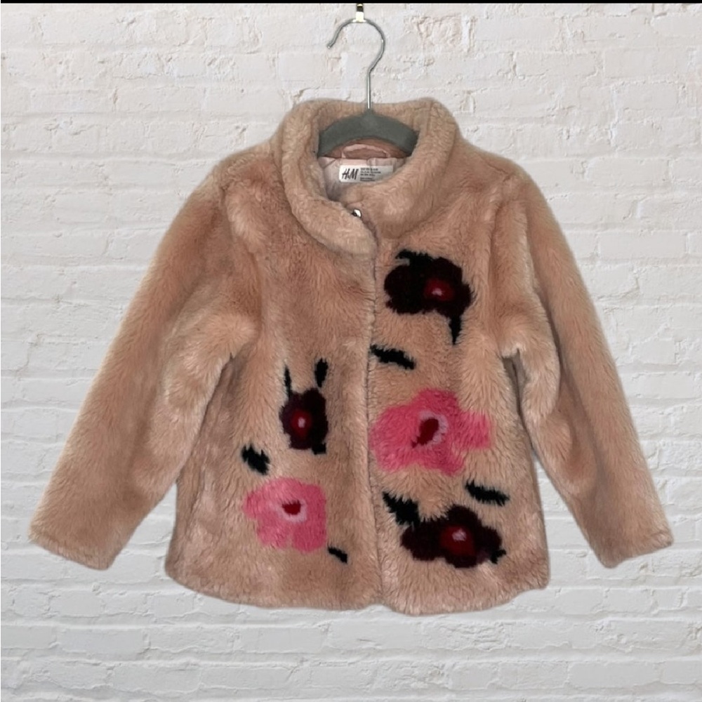 H&M Faux Fur Floral Coat